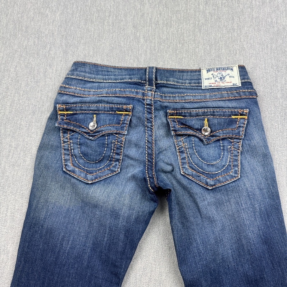 Vintage True Religion‎ Jeans Women 27 Blue Denim Skinny Flap Pocket Made In Usa